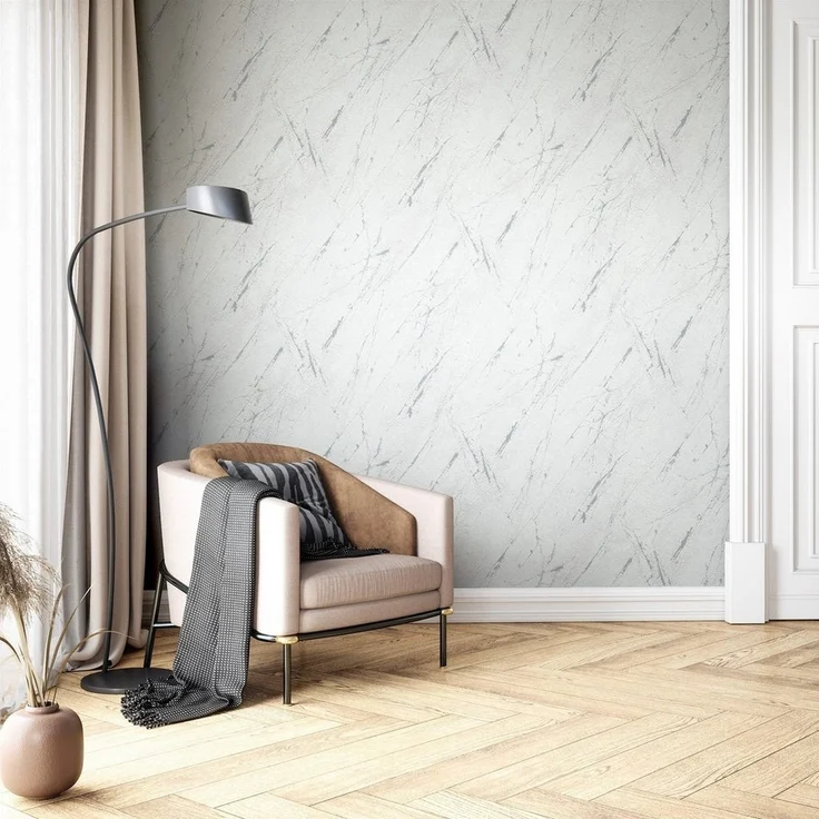 Newroom Vliestapete, Grau Tapete Modern Marmor - Marmoroptik Marmor-Tapete Hellgrau Silber 3D Optik Glamour Metallic für Wohnzimmer Schlafzimmer Küche, Marmoroptik, Marmor-Tapete – Bild 3