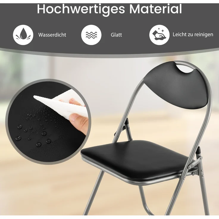 6er Set Klappstühle mit Metallrahmen & Gepolsterten Sitzen & Rutschfesten Fußpolstern – Bild 5