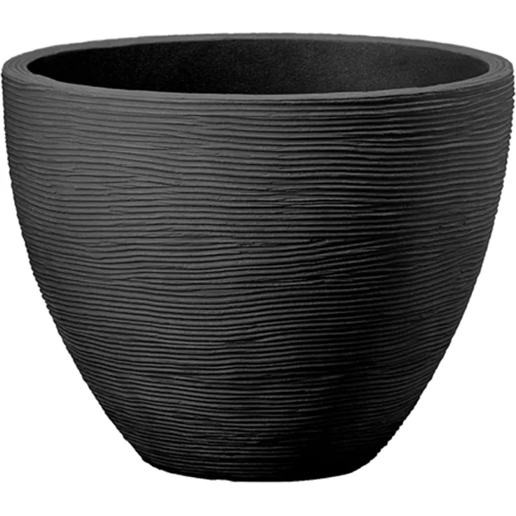 Dehner Pflanztopf Vino, Ø 40 cm, Höhe 31 cm, Kunststoff, anthrazit