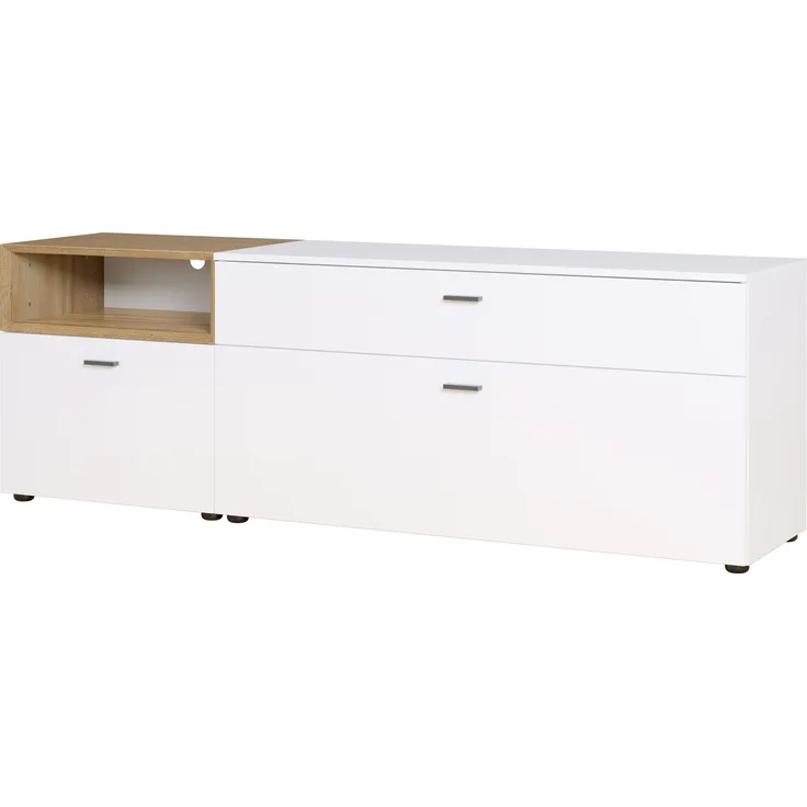 Germania Lowboard 2547-559 Coruna, in Weiß/Eiche, mit Kabeldurchführung, 168 x 57 x 41 cm (BxHxT)