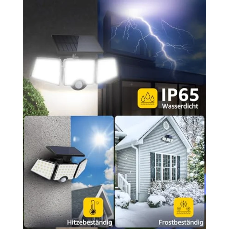 Lepro Solarlampen für Außen mit Bewegungsmelder, 360° Beleuchtungswinkel, 1000 Lumen 6W LED Solarlampen Aussen, IP65 Wasserdicht, 270°Drehbar Solar Außenleuchte für Außen Garten Balkon Garage – Bild 6