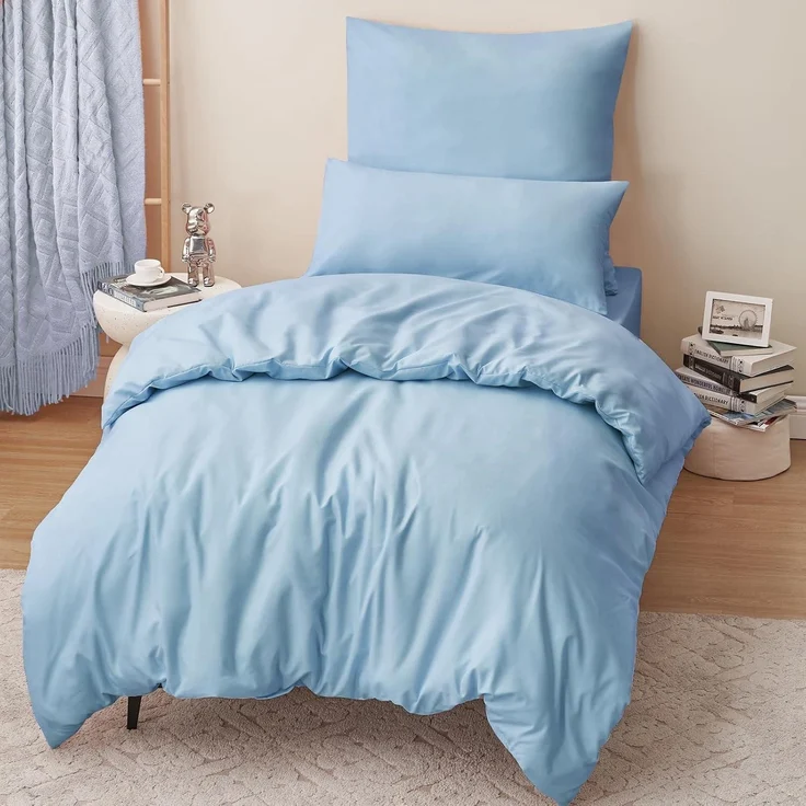 Bettwäsche 155x220 Blau Set mit Kissenbezug Mikrofaser Weich und Bügelfrei – Bild 4