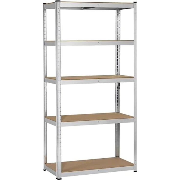 Yaheetech Lagerregal XL Kellerregal Werkstattregal Regal verzinkt belastbar bis 175kg, Größe: 180 x 90 x 40 cm, Keller, Silber – Bild 2