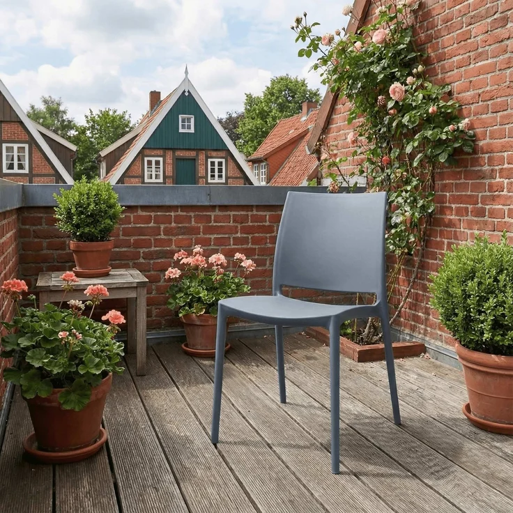 CLP Gartenstuhl Meton mit Lehne stapelbar wetterfest UV-beständig bis 150 kg,grau – Bild 3