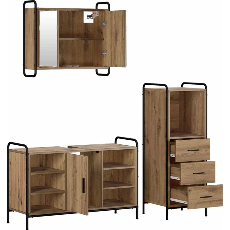 vidaXL Badezimmerschrank-Set 3 stk. Artisan-Eiche 40 x 36 x 109,5 cm 3444542 – Bild 6