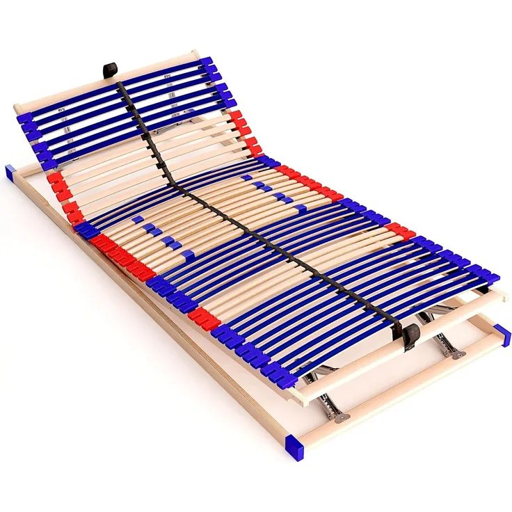 stabiler Lattenrost 100% BUCHE - Kopf- und Fußteil verstellbar - SCHULTERFRÄSUNG, 7 Zonen, 42 Federleisten, Härteregulierung, Mittelgurt - VARIO PLUS SLEEP BEST 42® unmontiert (140x200 cm)