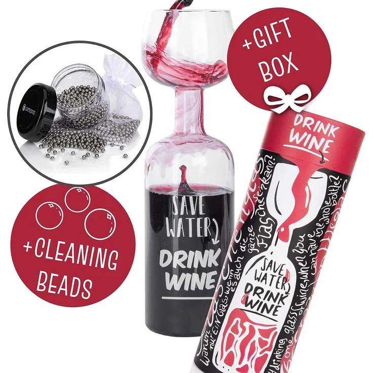 Dimono Rotweinglas XXL Rotweinglas–750ml Weinglas-Set für Abendessen, Partys & Geschenke, Glas, Weinflaschen Glas 750 ml mit Reinigungskugeln – Bild 2