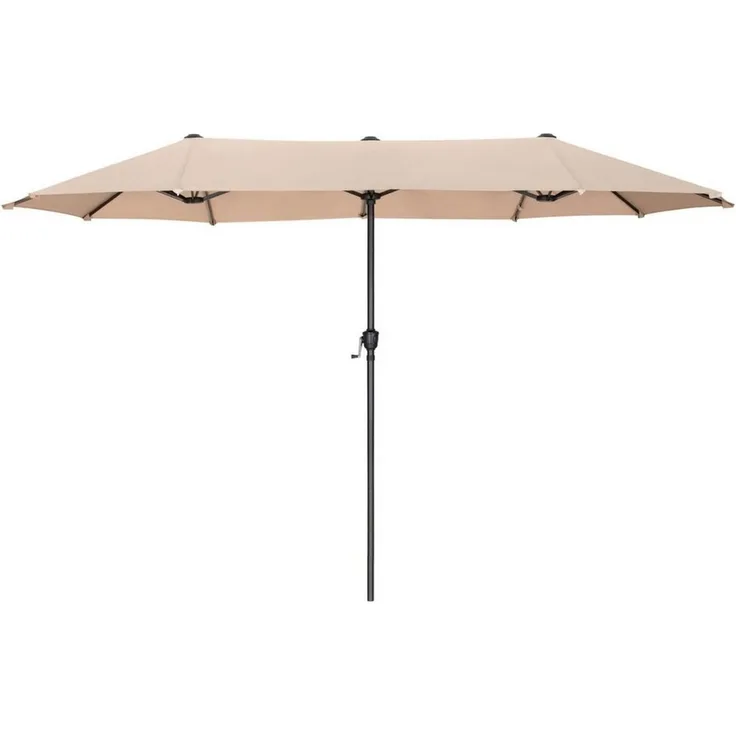 PHI VILLA Sonnenschirm, Balkon Rechteckig Groß Balkonschirm Garten Gartenschirm mit Kurbel UV Schutz Parasol Windfest, Mit der rostfreien Stahlstange und 12 Stahlrippen