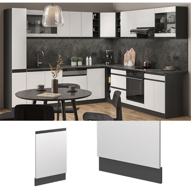 Geschirrspülblende R-Line Weiß 45 cm J-Shape ohne Arbeitsplatte Vicco – Bild 2