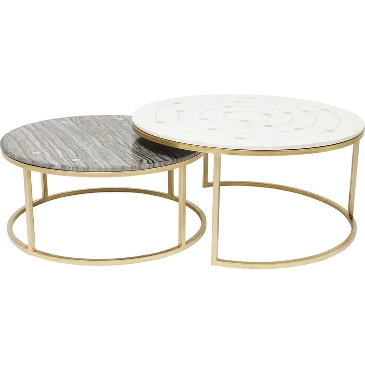 Kare Design Beistelltisch Mystic Round, 2-er Set, Durchmesser 90cm , Marmor Beistelltisch, edel und dezent, Kaffeetisch, (H/B/T) 55 x 90 x 90 cm – Bild 7