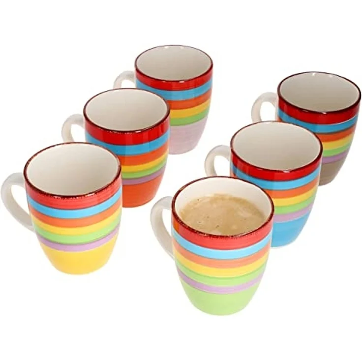 MamboCat Becher 6er Set Kaffeebecher Ibiza Rainbow Summer - 24326544, Steingut – Bild 2