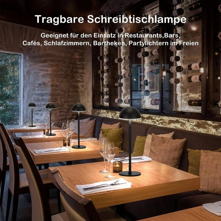 ibettertec Nachttischlampe Tischlampe Kabellos Dimmbare Warmweiß 3000K Weiß, Led tischlampe akku wasserdicht, Led Tischlampe Outdoor IP54, für Haus und Garten Esstisch Schlafzimmer Arbeitszimmer Balkon Hotel – Bild 3