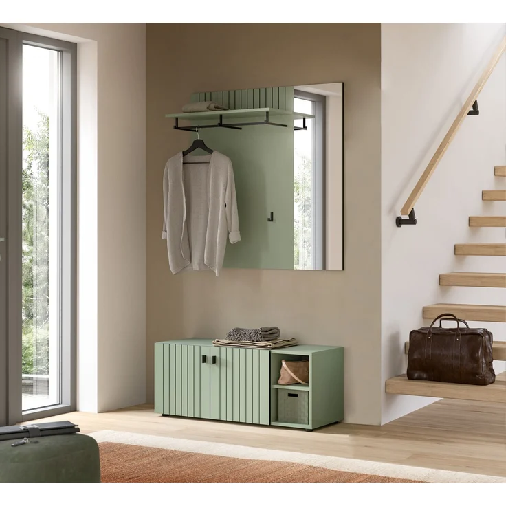 Garderobenkombination (B/H/T: 106x192x37 cm) in Smoke Green Nachbildung – Bild 5