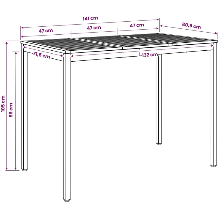 vidaXL Gartenbar-Tisch NAARDEN Natürlich und Schwarz 901346 – Bild 9