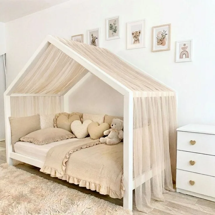 Baby Fancyroom Betthimmel Premium Hausbett Himmel aus Tüll, Betthimmel für Kinderbett, Baldachin, gekräuselt