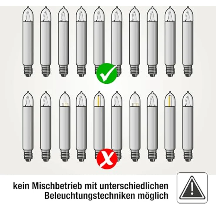 hellum Ersatzkerzen Glühfaden 16V 3W für Lichterketten & Schwibbogen, 3 Stück Kleinschaftkerzen E10 (ø10 mm) passend für 15 Brennstellen, 22 Lumen Ersatzkerzen Lichterkette, für innen & außen 934038 – Bild 6
