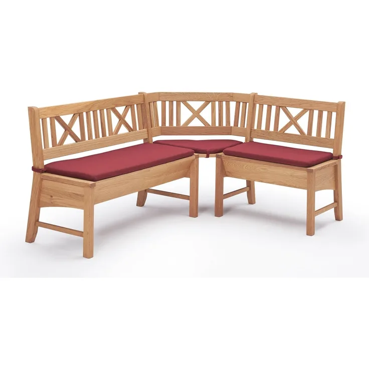 Eckbank Deborah aus Massivholz 177 x 135 x 87 Küchenbank massiv Buche lackiert/Weinrot 12147-177135-rot