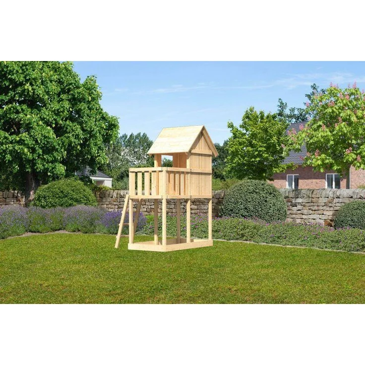 Karibu Kinderspielhaus Frieda Set Aktion2 naturbelassen mit Anbau – Bild 2