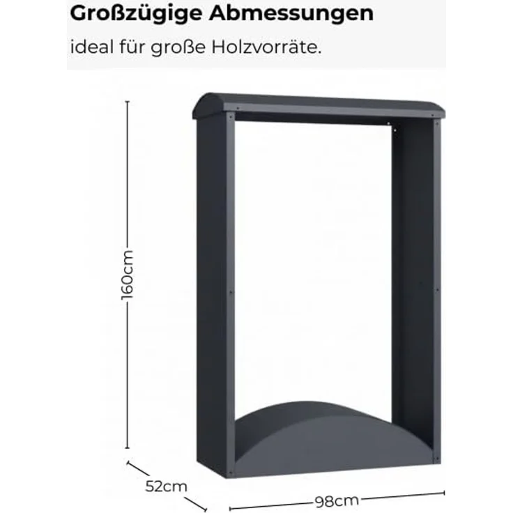 osoltus Brennholzregal Kaminholzregal Metall Anthrazit H 160 cm B 98 cm – Bild 3