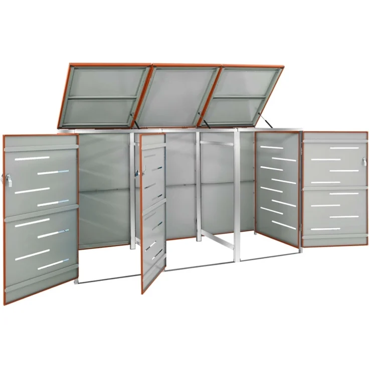 vidaXL Mülltonnenbox für 3 Tonnen 207x77,5x112,5 cm Edelstahl 149564 – Bild 9