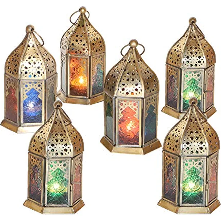 Orientalische Glas-Windlichter Nael Multifarbig 6er Set