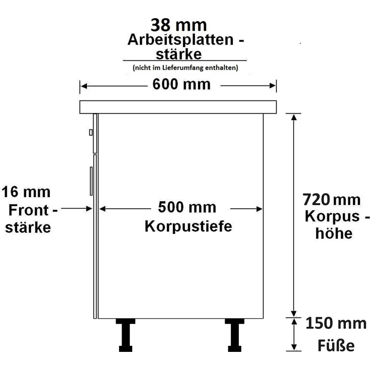 Küche SCANDI Unterschrank 30 cm Fischgrät Schrankauszug Küchenzeile Küchenblock – Bild 4