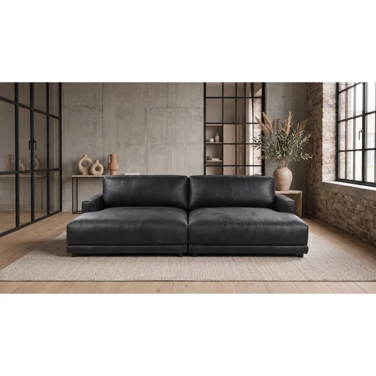 KAWOLA Big Sofa MARLIN Lederfaserstoff schwarz 80 x 168 x 262 cm – Bild 2