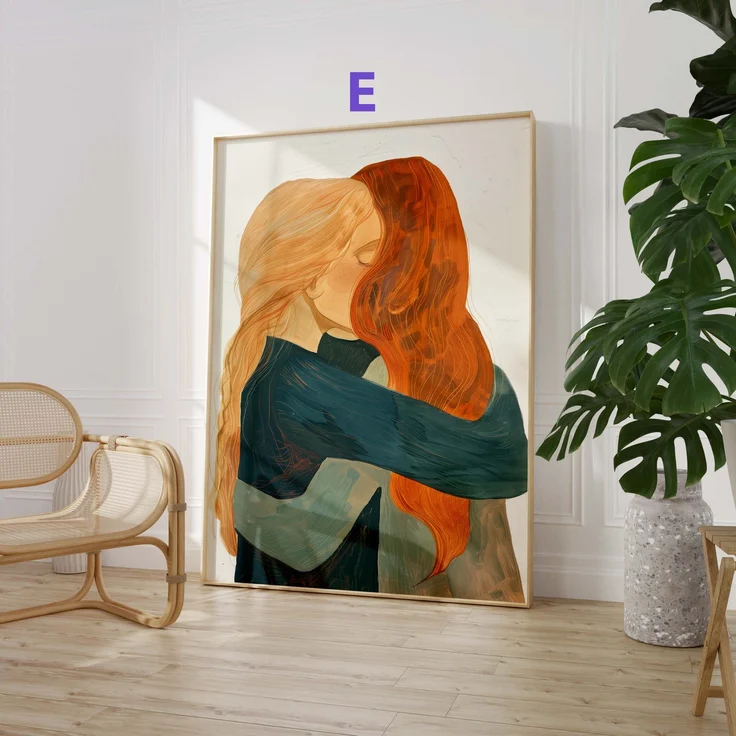 Abstrakte Blumen Poster · Geschenkidee · Moderne Vase, Stillleben und Geometrische Kunst · Dekoprint ohne Rahmen - E / 70 x 100 cm