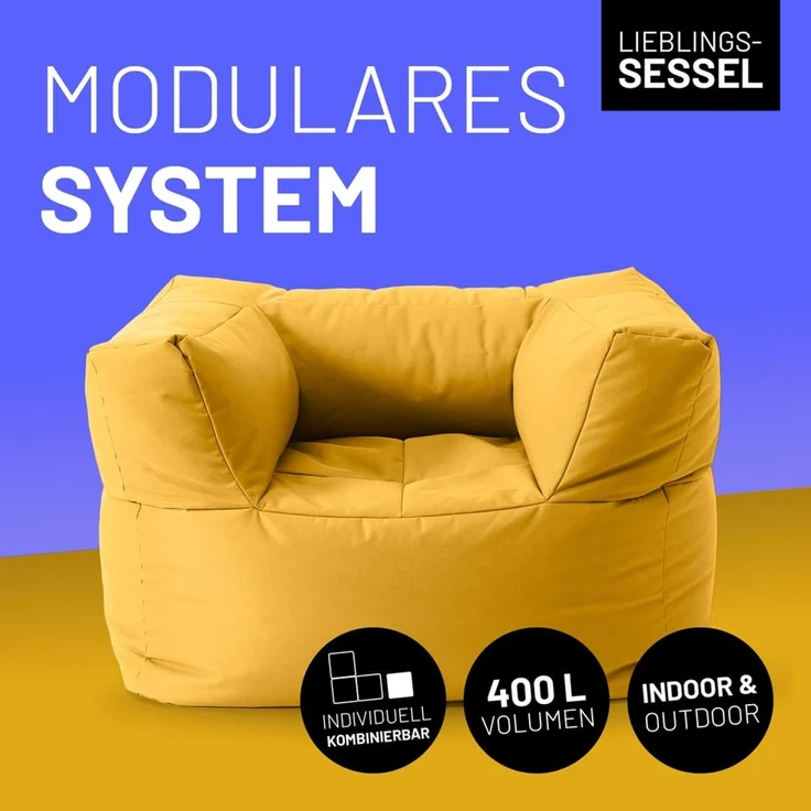 Lumaland Sitzsack-Sessel Modular 96x72x70cm senfgelb – Bild 2