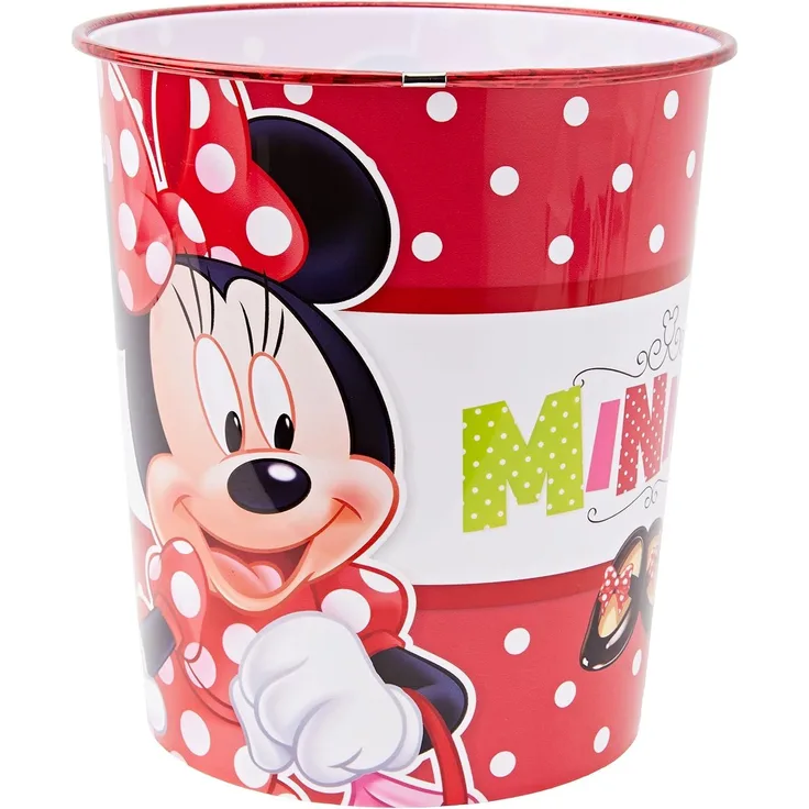 Papierkorb fürs Kinderzimmer aus Kunststoff Zeichentrickfiguren Motiv Ø21cm Minnie!