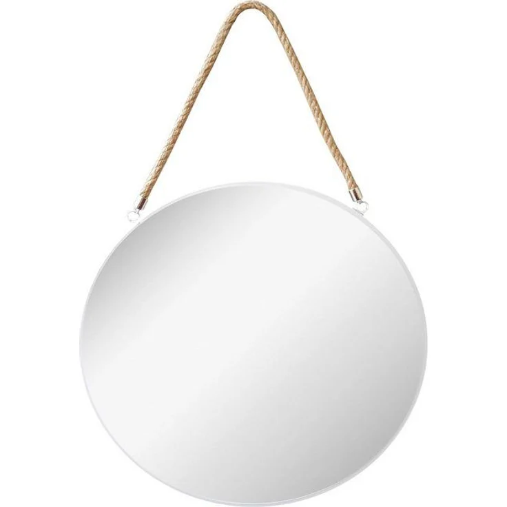 Provance Dekospiegel Runder Spiegel Wand- Badezimmer- Spiegel Weiß 43cm Ø Kordel Glas – Bild 4