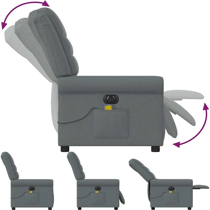 vidaXL Massagesessel Elektrisch Dunkelgrau Stoff 3303305 – Bild 7