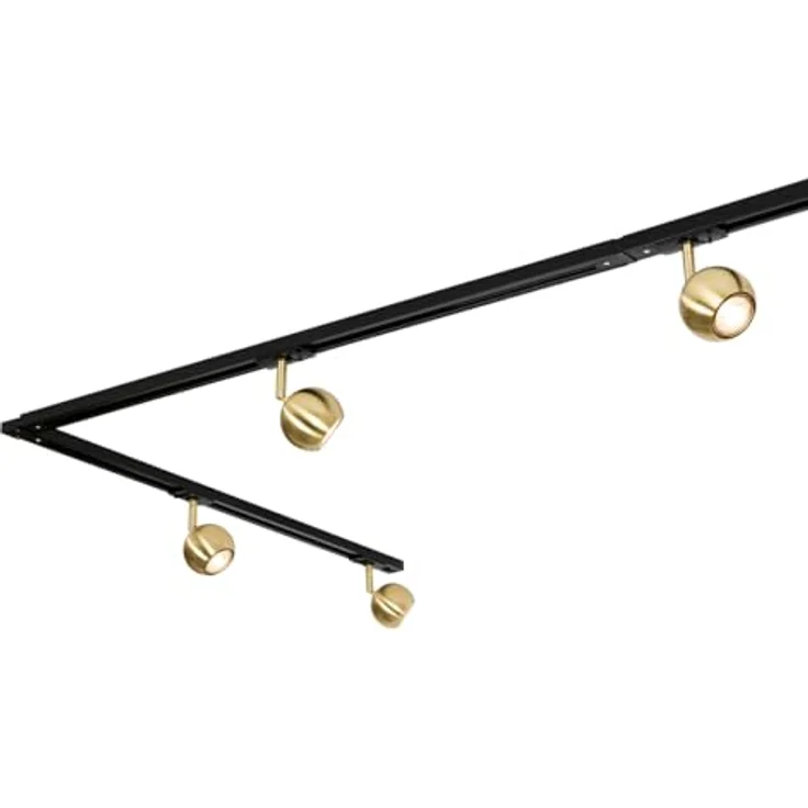 QAZQA Gissi, Modernes 1-Phasen-Schienensystem Komplettset mit 5-flammigen Deckenspot, Schwarz mit Gold, GU10 dimmbar, für Wohnzimmer und Schlafzimmer – Bild 4