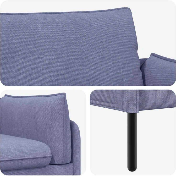 vidaXL 3-Sitzer-Sofa Jeans blau 222 x 81 x 89 cm Stoff 42048641 – Bild 6