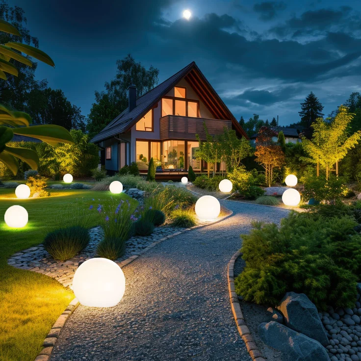 4er Set LED Solarkugel weiß, Erdspieß, DxH 10x38 cm – Bild 5