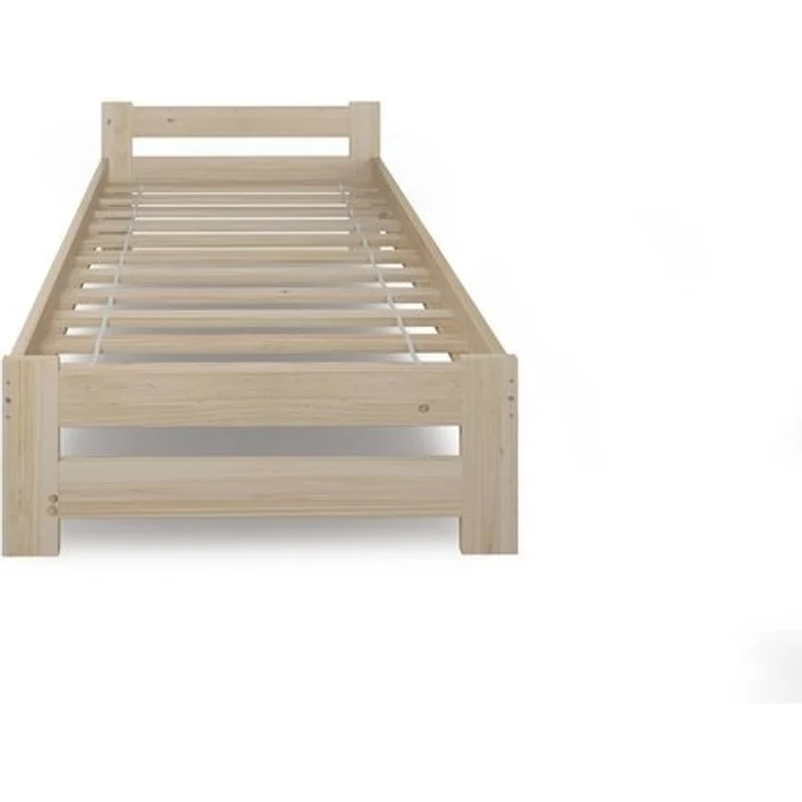Home Collective Holzbett mit Lattenrost Modern Bett Kiefer Bettgestell Massivholzbett Klassisch (90x200, 120x200, 140x200, 160x200 cm), Einzelbett, Skandi Boho Landhaus Kopfteil flach 100x200 cm natur – Bild 4