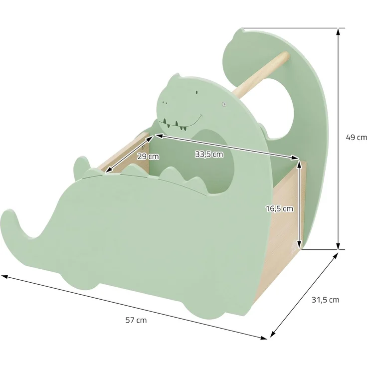 Joyz Spielzeugtruhe Kinderregal Kindermöbel Kinderzimmerregal Spielzeug Spielzimmer Möbel, Dino Spielzeugkiste mit 4 Rollen ideal als Lauflernwagen MDF / Kiefe – Bild 7