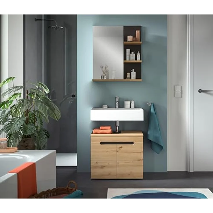 Xonox Canu Badkombination (B/H/T: 63x193x34 cm) in Basalt grau Nachbildung und Artisan Nachbildung – Bild 7
