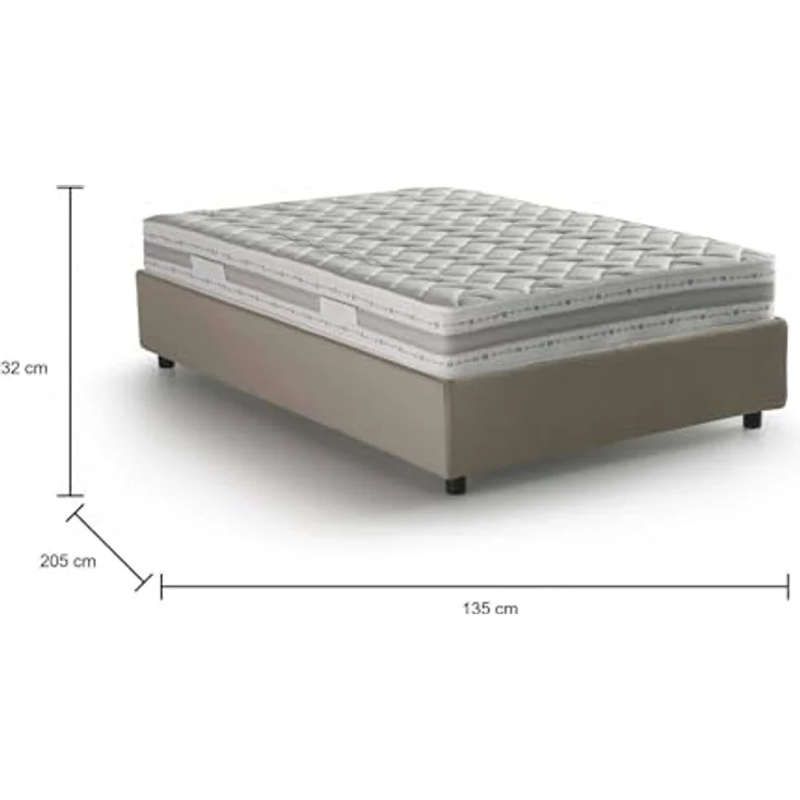 Talamo Italia - Doppelbett Greta, Bettkasten mit Kunstlederbezug, 100 % Made in Italy, seitliche Öffnung, inklusive Matratze 120 x 190 cm, taubengrau – Bild 2