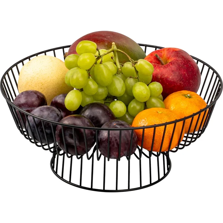 eluno Obstkorb - Brotkorb, runde Obstschale aus schwarzem Metall