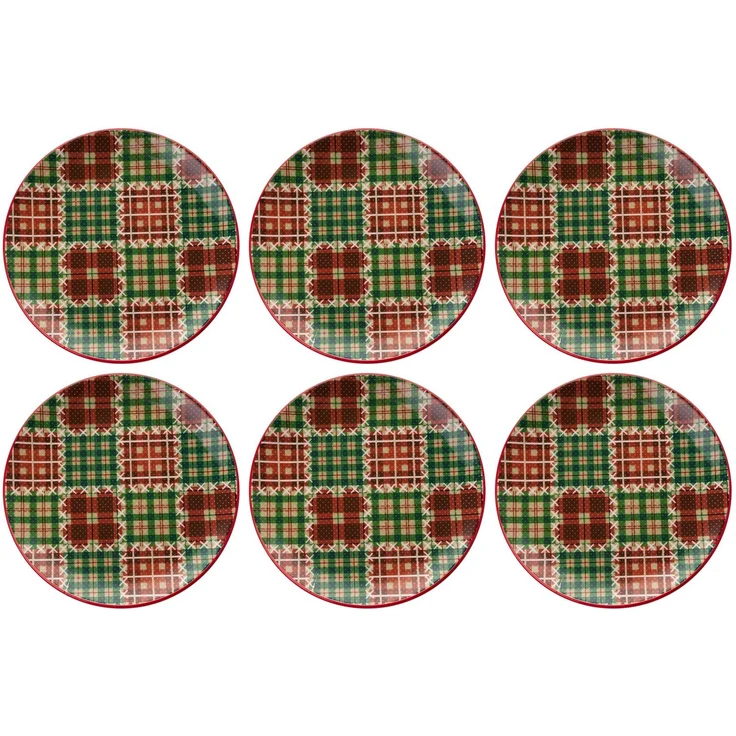 Hermia Concept 'Xmas Ekose' Servierteller-Set (6-teilig), Mehrfarbig, 25,5 x 25,5 x 2,5 cm – Bild 3