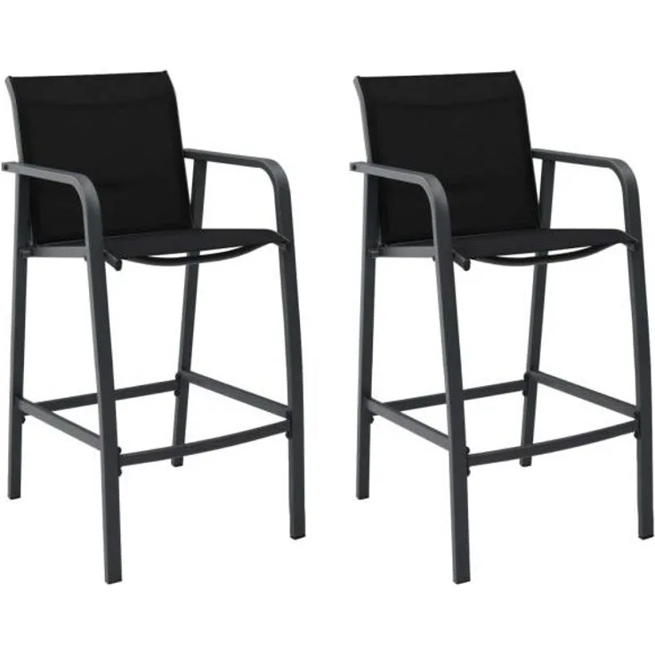 vidaXL Garten-Barstühle 2 Stk. Schwarz Textilene 48116