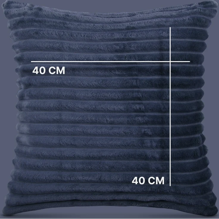 Kissenhülle Cord Optik - Kuschelig weicher Bezug mit Reißverschluss - Kissen - Öko Tex - Nackenkissen Sofakissen, Dekokissen Mitternachtsblau 40x40cm - Dekokissen – Bild 2