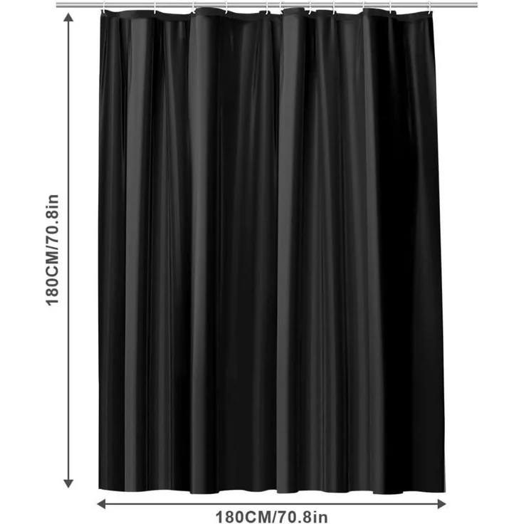 Duschvorhang Anti-schimmel Wasserdicht Schnelltrocknend PEVA 180x180 cm Schwarz – Bild 2