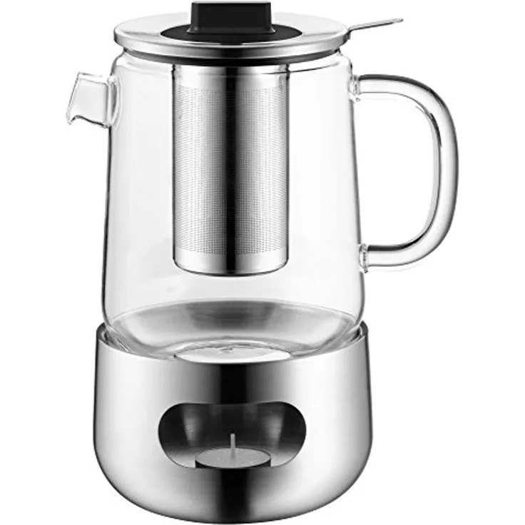WMF Teekanne SensiTea, 1.3 l, (1x Teekanne, 1x Teesieb, 1x Stövchen (Füllmenge 1,3l, Höhe 24 cm, Ø 14 cm), 3-St, 1x Teekanne, 1x Teesieb, 1x Stövchen), SensiTea
