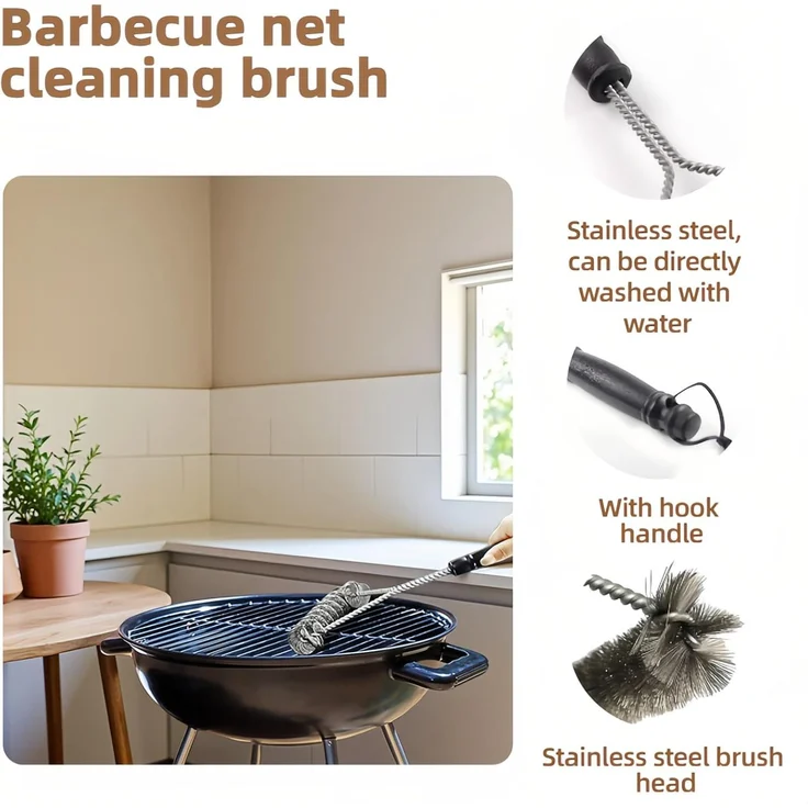 1er-Pack Grillbürste, 30 cm Edelstahl, Y-förmig, extra breiter Bürstenkopf – Bild 3