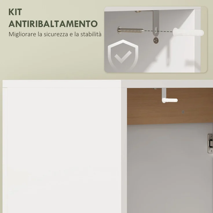 Mobiler Waschtischunterschrank mit 2 gedämpften Türen für Waschbecken ohne Sockel, 60 x 35 x 57,9 cm, Weiß – Bild 9