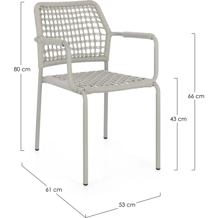 Gartenstuhl Rajada aus Aluminium, modern stapelbar, sandfarben, für Outdoor, mit Armlehnen – Bild 2