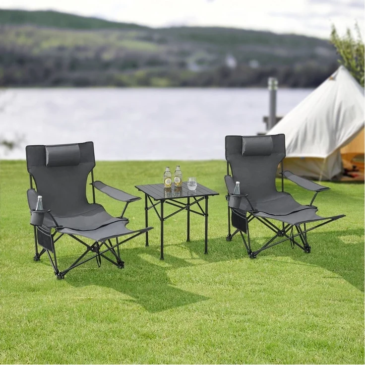 Campingmöbel Set Bellante 3-tlg. Klappbar Grau [casa. pro] – Bild 5