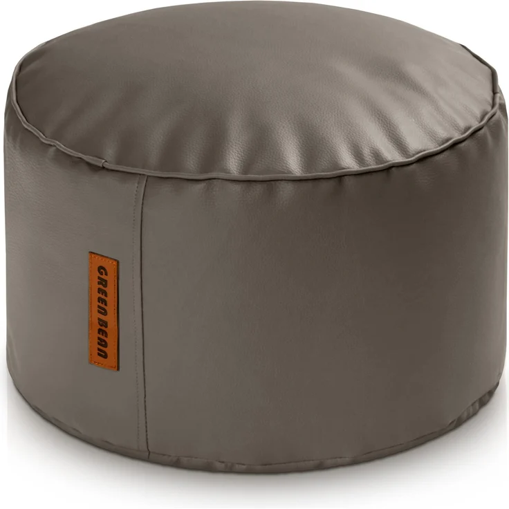 Green Bean® Sitzhocker aus Kunstleder - Pouf mit EPS Perlen Füllung - 43 x 30 cm - perfekte Ergänzung zum Sitzsack - Hellbraun-Grau – Bild 1